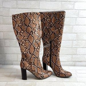 Snake Skin Brandee Knee High Heeled Fashion Boots